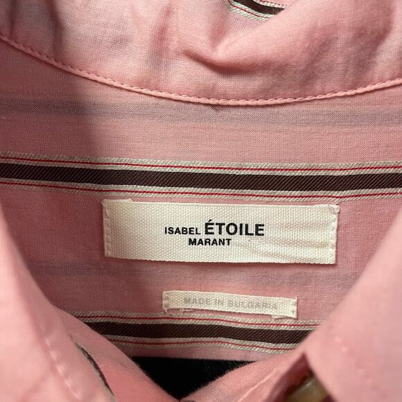 Etoile Isabel Marant Striped Long Sleeve Button Up Top Pink Brown 34 / US 2 - Picture 4 of 6